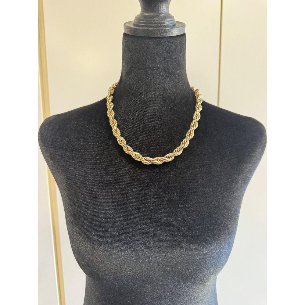 Vintage Style Chunky Gold Tone Rope Chain Necklace Adjustable Statement Jewelry